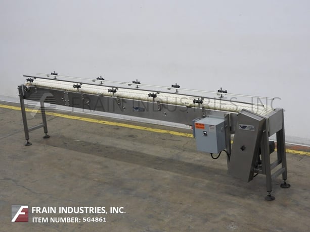 10" wide x 11.1' long, Van Pak, Stainless Steel flexlink table top conveyor - Image 1