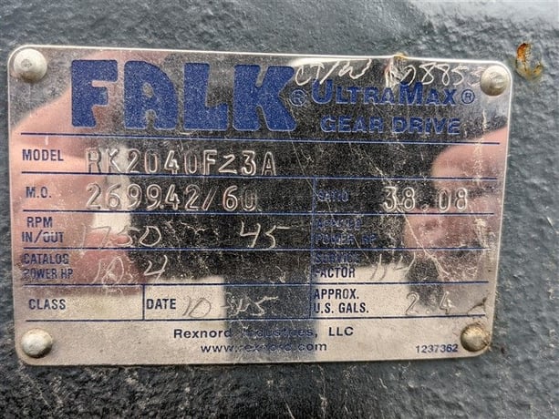 10.4 HP @ 1750 RPM, Falk #RK2040F23A Ultramax, gear drive, 45 RPM out, 38.08:1 ratio, rblt - Image 3
