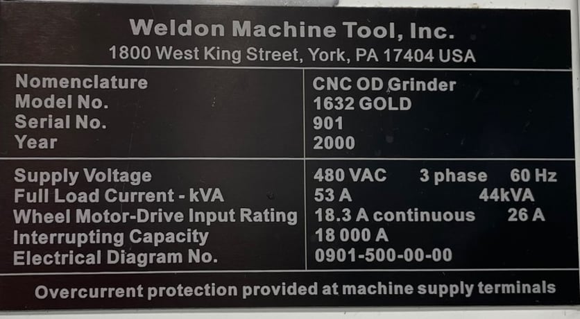 16" x 26" Weldon #1632-Gold, CNC outside dimension grinder, Fanuc 18iM, dresser, 3600 RPM, 2000 - Image 5