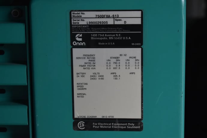 750 KW Cummins #750DFHA-613, diesel generator set, enclosed, 4160 Volts, 350 hours, 1999, #089819 - Image 6