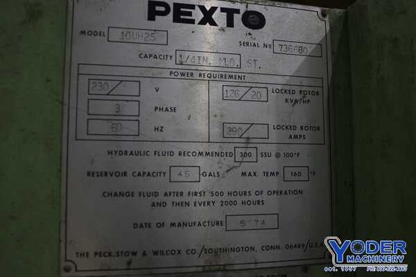 1/4" x 10' Pexto #10UH25, hydraulic shear, 36" front operated power back gauge, 20 HP, single & continuous - Image 5