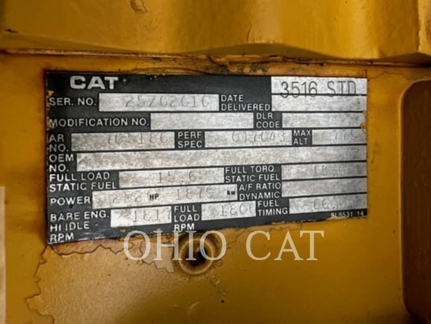 1400 KW Caterpillar 3516, Stationary Generator Set, Diesel, 1500 RPM, 400V, 485 hours, 1990 - Image 6