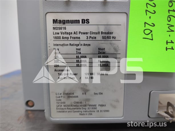 1600 Amps Ch Mds6163wea161gnmnn6epnnax Mo/do (mds616) Digitrip 1150 Plus Lsig, 1200 Amps Ct, 1200 Amps Rp - Image 5