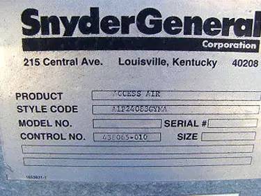 Snyder General Corporation, Air Handling Unit, 7.5 HP - 1750 RPM Motor - Image 9