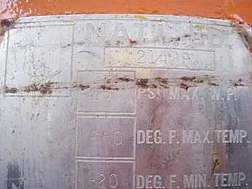 140 gallon E.L. Nickell C-1930, Ammonia Vertical Receiver, 24" diameter x 72" L Tank, 150 Psi @ 650 F to -20 F - Image 8