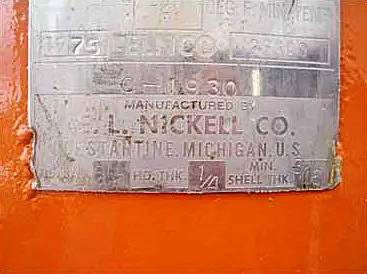 140 gallon E.L. Nickell C-1930, Ammonia Vertical Receiver, 24" diameter x 72" L Tank, 150 Psi @ 650 F to -20 F - Image 10