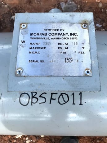 65 gallon Morfab Company, Unused Horizontal Ammonia Thermosyphon Vessel, 16" diameter x 74" L Tank, 250 PSI - Image 5
