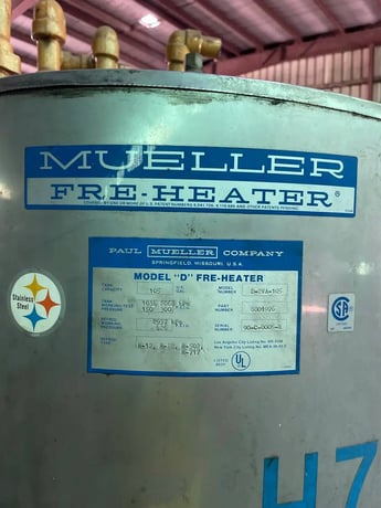 Mueller #D-2VA-105, Fre-Heater Horizontal Water Heater, 105 gallon, 150/300 psig - Image 9
