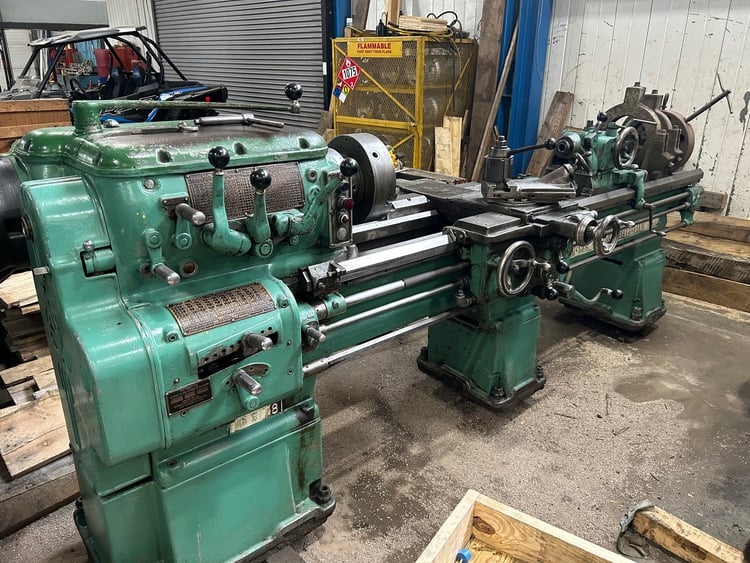 18" x 78" Axelson #16", engine lathe, 11" swing over cross slide, 3-jaw 12" chuck, steady rest, 15 HP, 1952 - Image 1