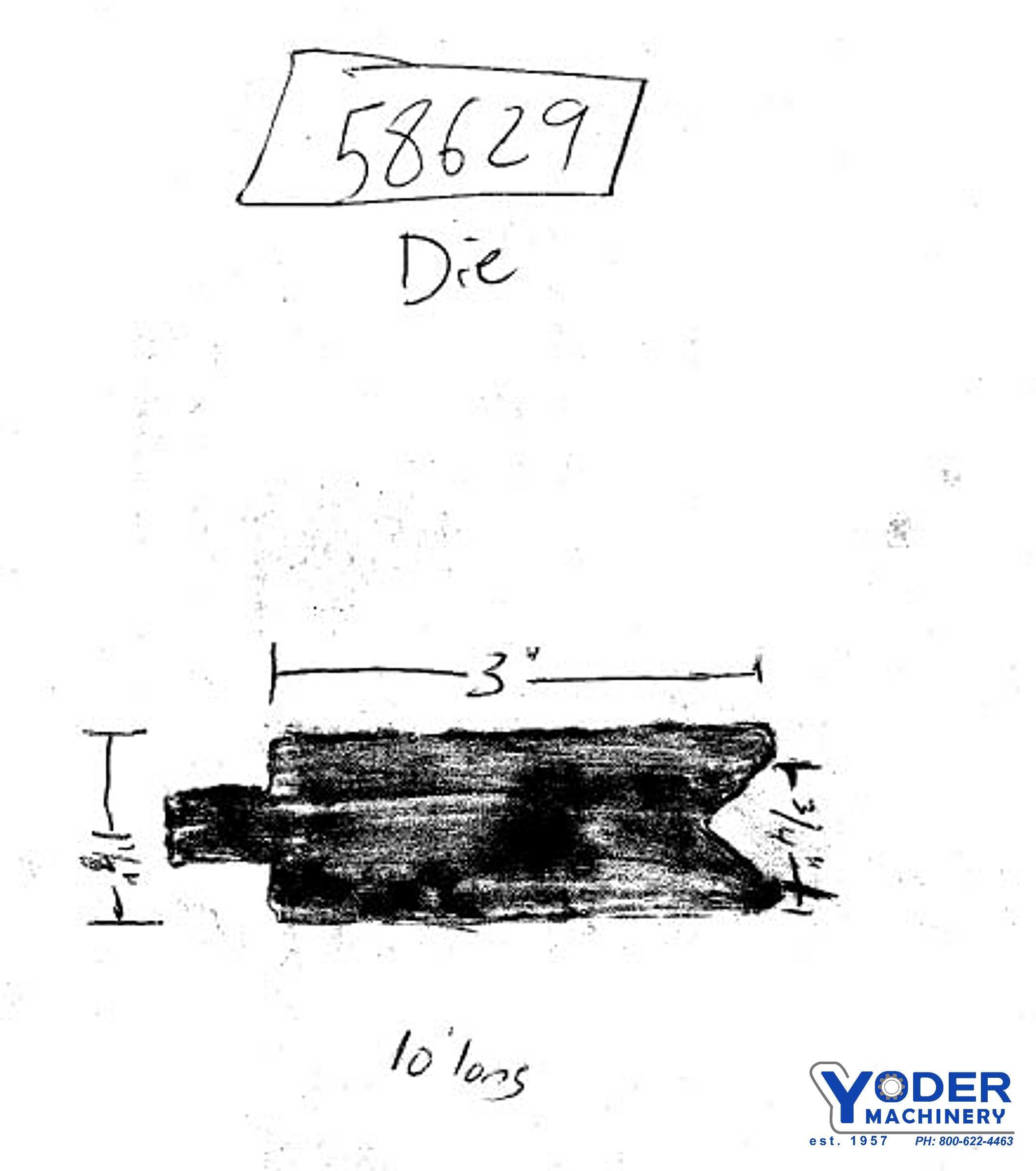 120" L, Air bend press brake die, 3" die height, 1-1/8" die width, 3/4" opening of die, #58629 - Image 1