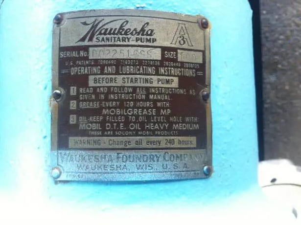 110 GPM, Waukesha Cherry-Burrell #100, Positive Displacement Pump, 3 HP, 1750 RPM, 230/ 460 V, 600 RPM speed - Image 8