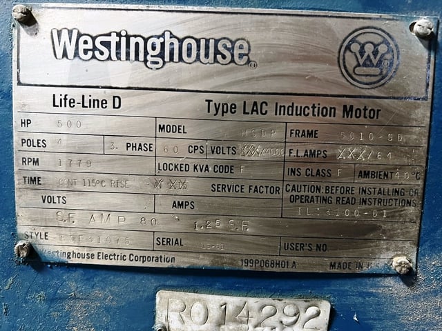 500 HP 1800 RPM Westinghouse, Frame 5010SD, Drip-Proof Ball Bearing, 4000 Volts - Image 4