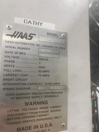 Haas #VF-2SS, 30" X, 16" Y, 20" Z, inline spindle, 24 station cam type automatic tool changer, 12000 RPM, S/N - Image 6