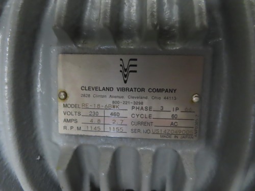 1.5 HP 1145/1155 RPM Cleveland Vibratory Co. #RE-18-6BWK, 230/460 Volts, refurbished or unused - Image 3