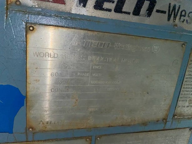 900 HP 3566 RPM Teco Westinghouse screw compressor motor, Frame 3510, weather protected enclosure type 2,4000 - Image 4