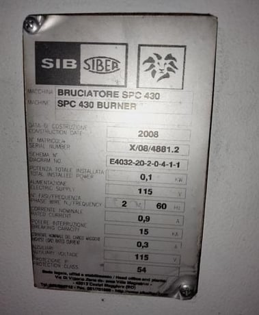 SIB Siber #220, LPG/Natrual gas, automatic burner with electrode ignition, 2008 - Image 5