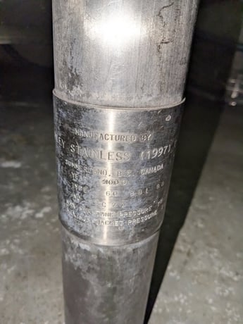 1860 gallon Ripley Stainless 60 BBL Brite tank, Stainless Steel construction, 20 psi, 2000 - Image 2