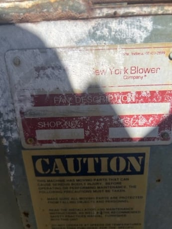 New York Blower Company, Series 30 Gi Fan, size 194 DH, 30 HP, 11" inlet, 12" outlet. - Image 5