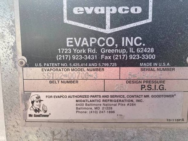 2 Fans, Evapco SSTD2-00700-3, Ammonia Evaporator Coil - 9 TR, Low/Medium Temperature, 0.5 HP, 11400 CFM, 611 - Image 7