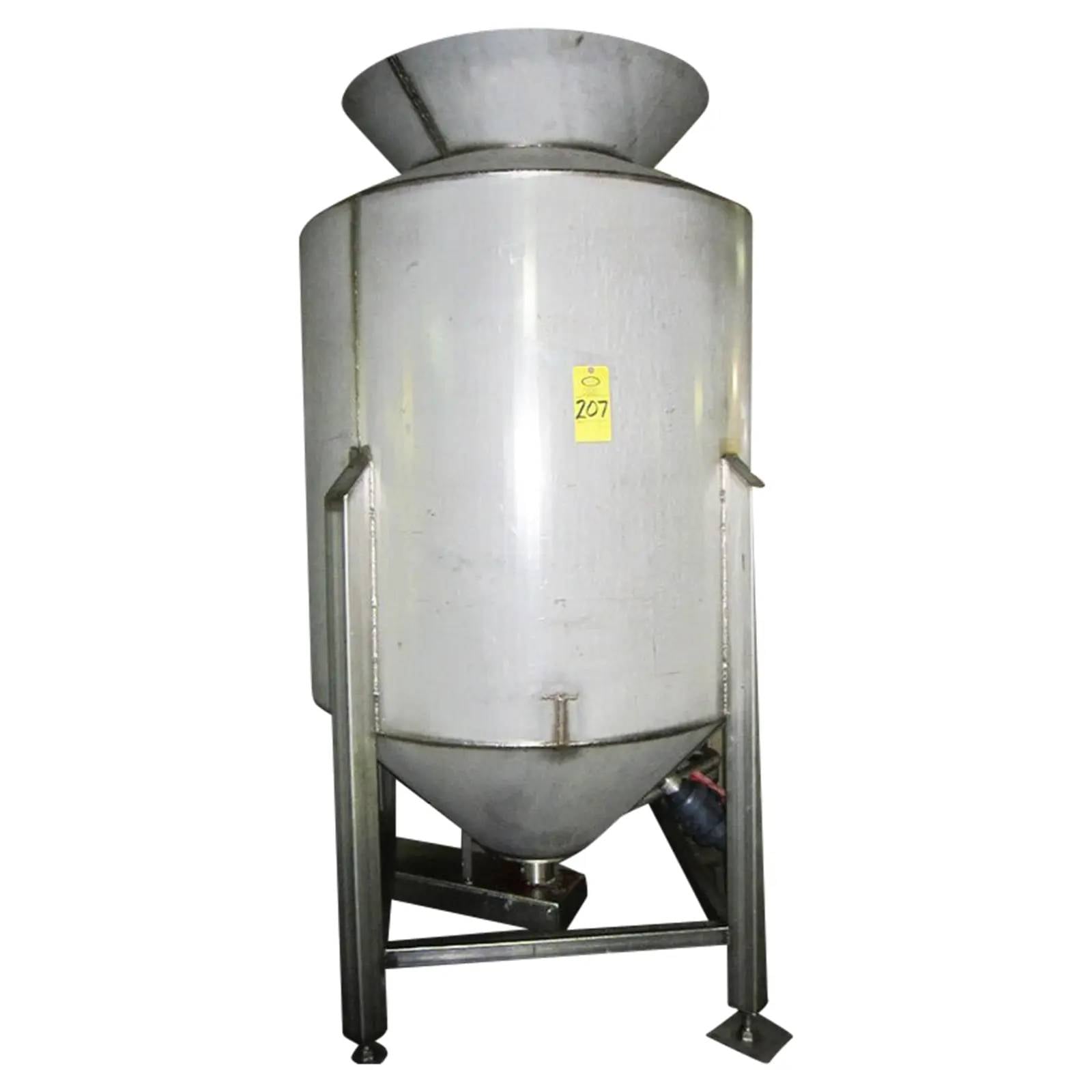 750 gallon Stainless Steel Mixing Tank, 1.5 HP, 4' diameter x 8' H tank, cone top & bottom - Image 2