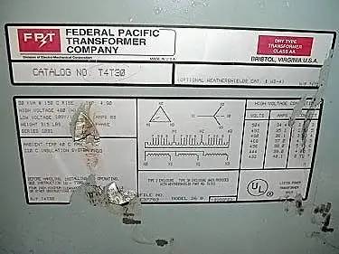 30 KVA 480 Primary, 208/120 Secondary, Federal Pacific Transformer - Image 7