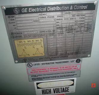 1000 KVA 4160 Primary, 2400 Secondary, General Electric, Dry-Type Step-Down Distribution Transformer - Image 6