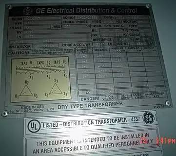 1000 KVA 4160 Primary, 2400 Secondary, General Electric, Dry-Type Step-Down Distribution Transformer - Image 7