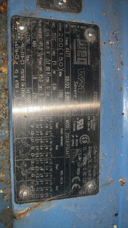 200 HP 1780 RPM WEG, Frame 447T, TEFC, 1.15 service factor, 460 Volts, New Surplus - Image 2