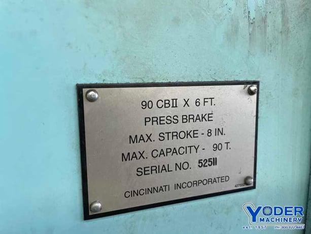 90 Ton, Cincinnati #90CBIIX6, hydraulic press brake, 8' overall, 78" between housing, 8" stroke, 15" open - Image 7