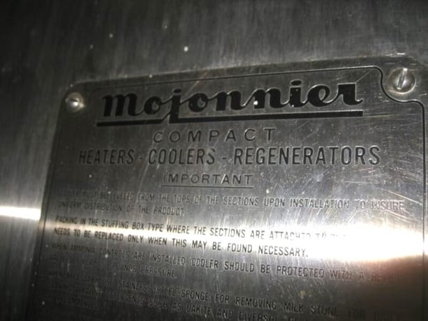 Mojonnier #8640, Plate Cooler, (5) 14" width x 50" H plates, 2" NPT nozzles, 1-1/4" diameter Outlet - Image 8