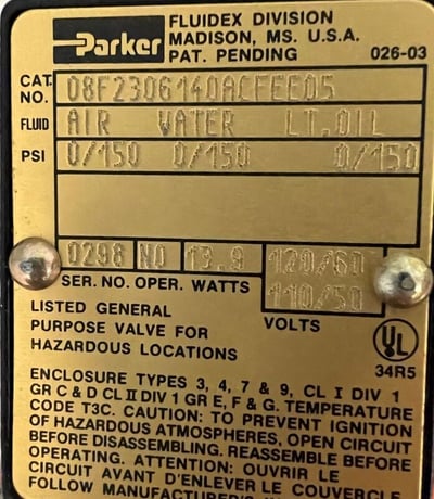 Parker #08F23O6140ACFEEC05, Valve - Image 3
