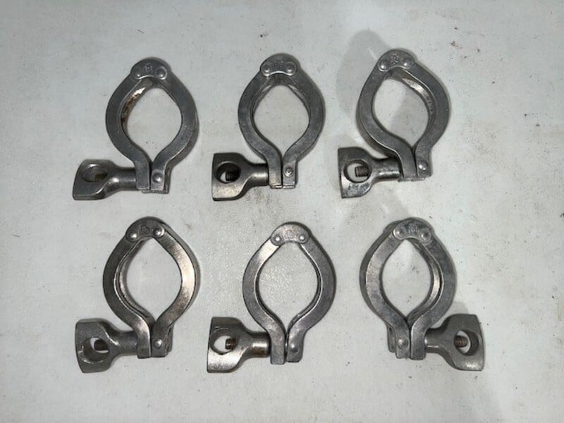 1-1/2" Tri-Clover, Stainless Steel Clamps, 7 qty. - Image 1
