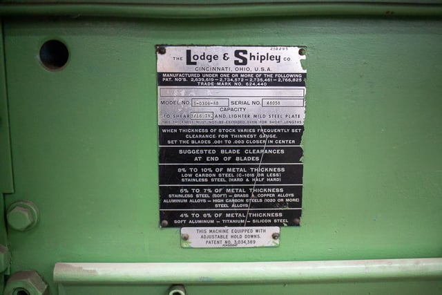 3/16" x 6' Lodge & Shipley #S-0306-AB, mechanical power squaring shear, front operated power back gauge w/ - Image 6