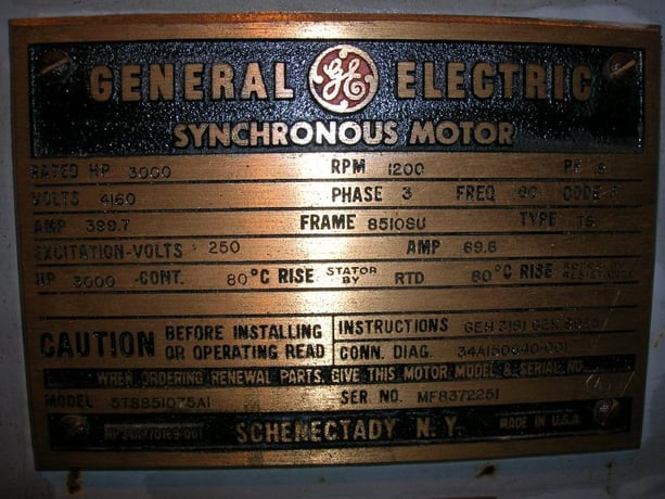 3000 HP 1200 RPM General Electric, Frame 8510SU, DP, unused surplus, 4160 Volts - Image 2
