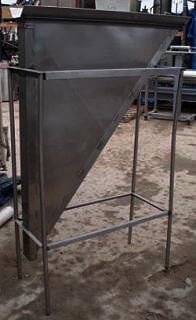 Stainless Steel Funnel Tank/Hopper, 4" width x 3' 8" L top infeed, 4" width x 5" L bottom discharge - Image 4