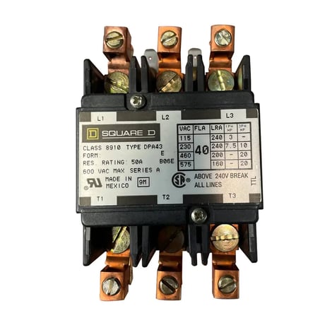 40 Amp. Square D, 8910DPA43V14, Definite Purpose Contactor, 600 VAC, 3 poles - Image 2