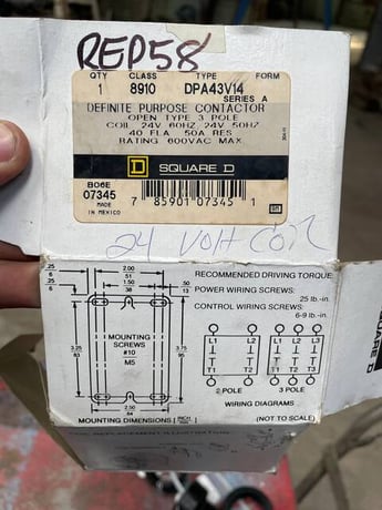 40 Amp. Square D, 8910DPA43V14, Definite Purpose Contactor, 600 VAC, 3 poles - Image 8