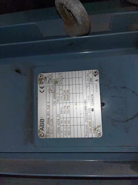 75 HP 3565 RPM ABB, M3AA 200 MLE 2, Atlas Copco 1080-4174-24 - Image 1