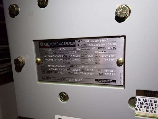 General Electric #PowerVac, Metal Clad Switchgear, 1200 amp, 5KV - Image 5