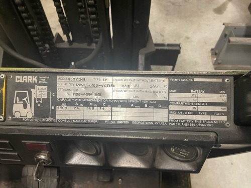 4500 lb. Clark #GCS25MB, Forklift, 6400 hours - Image 5