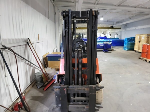 6000 lb. Hyster, Forklift with 2-Stage Mast and LP Powered, 48" fork length, cushion tires - Image 9