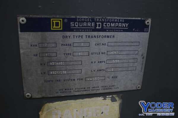 45 KVA 460/230 Primary, 230Y/132 Secondary, Square D type SC transformer, #75980 - Image 7