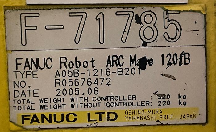 Fanuc, ArcMate 120iB, 6-Axis robot w/R-J3iB controller, 20 kG, 1667mm reach, 2005, #104978 - Image 4