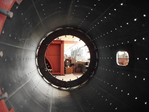 10.5' x 18.5' Outotec Ball mill with 1000 HP, cast mill heads, unused surplus (2 available) - Image 8