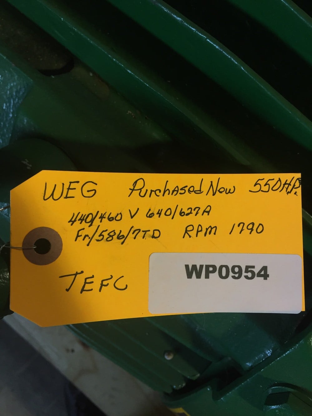 550 HP 1790 RPM Weg, Frame 586/7TD, New Motor, 460 Volts WP954 - Image 1