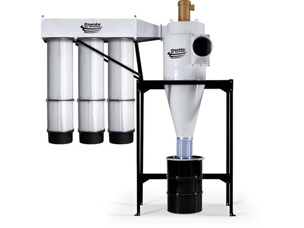 3800 cfm Oneida Air Systems #XXK10, Cyclone w/After-Filter and Drum, 2.3" SP, 10 HP, 12-gauge cyclone barrel - Image 1