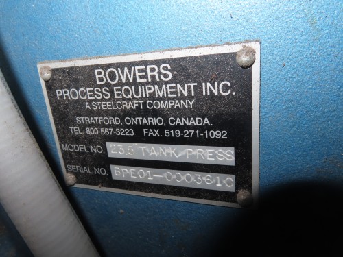 Bowers #23, 23.5" hydraulic tank discharge press, 40 gallon, 3 HP, 30" stroke - Image 4
