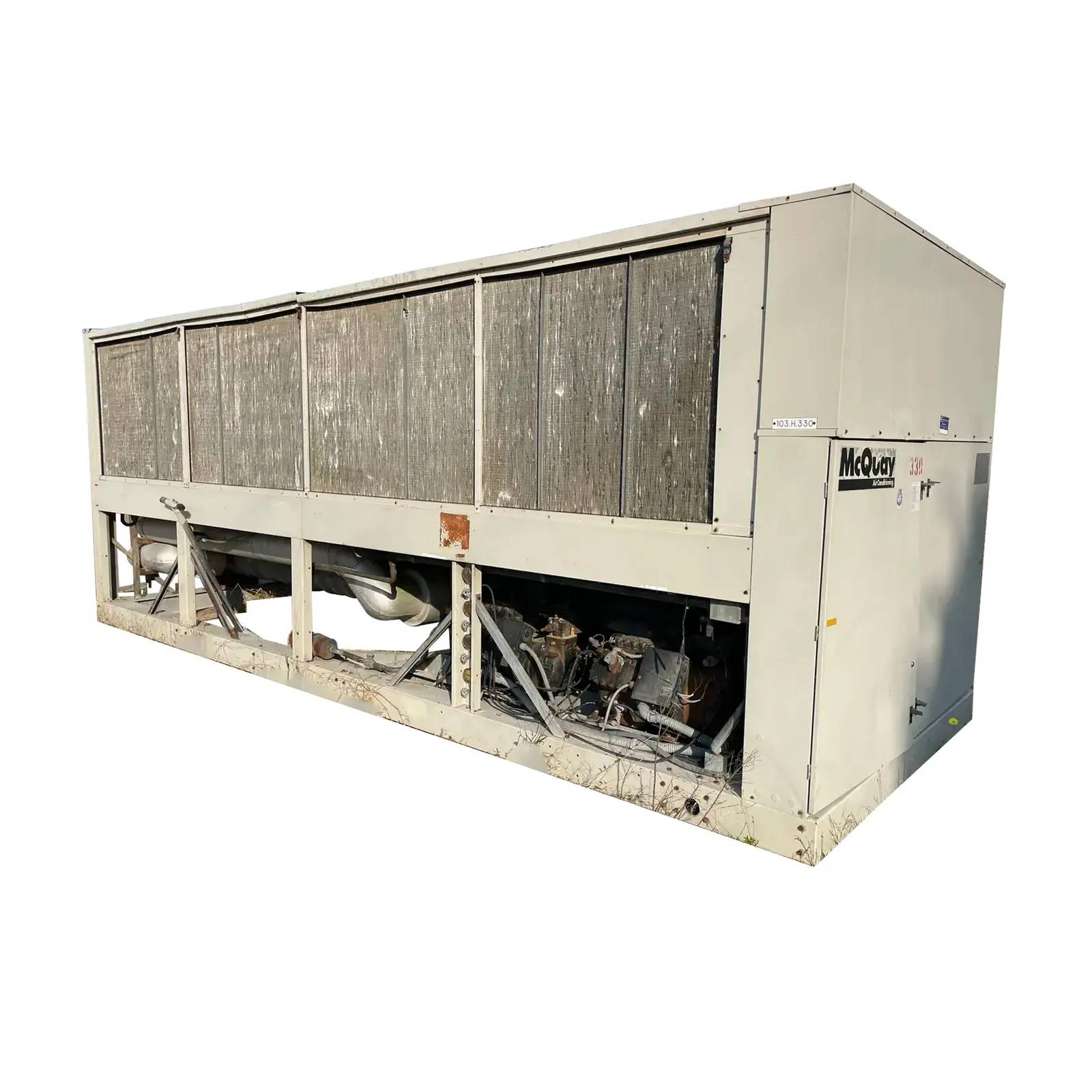 125 Ton, Snyder General ALRC125C, Air cooled Chiller, (4) 35 HP Compressors, (12) Cond. Fan Motor. 1 HP, 1990 - Image 2