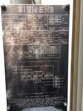 5000/5600/6250/7000 kVA, 26400 Delta Primary, 4160/2402 WYE Secondary, Siemens Substation - Image 2
