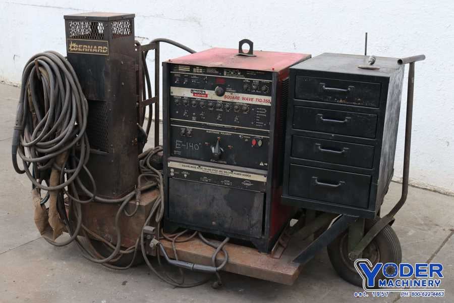 Lincoln #Square-Wave-Tig-350, welder, V35 cooler, portable on cart, #73269 - Image 2